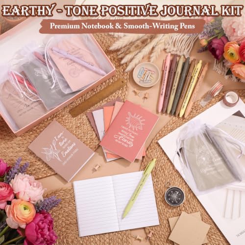 Image of Mooliwe 24 Pcs Affirmation Notebooks Pens Bulk Gifts, Gratitude,Earth Tones