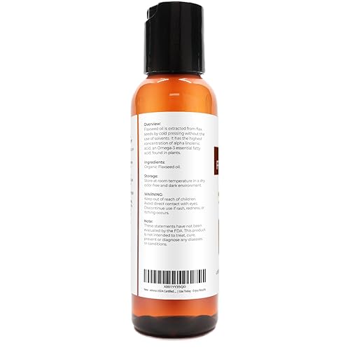 Miniatura 3 de velona Aceite de linaza orgánico certificado por la USDA, 2 onzas, aceite portador 100% puro y natural, sin refinar, prensado en frío, crecimiento