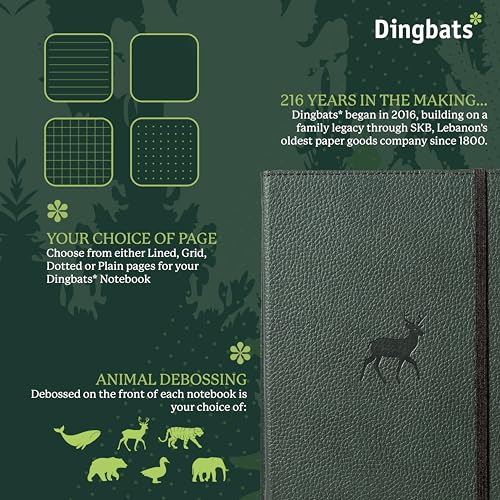 Carnet A5 pointillé Dingbats* Faune, journal de note de qualité en cuir rigide - 3