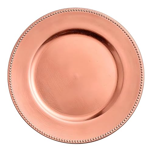 OCS Parts Pro Series 6-Pack Rose Gold Charger Plates | 13-Inch Beaded Rim Charger Plates for Home Dining, Restaurants, Weddings, and Catered Events OCS Parts Pro Series 6-Pack Rose Gold Charger Plates | 13-Inch Beaded Rim Charger Plates for Home Dining, Restaurants, Weddings, and Catered Events