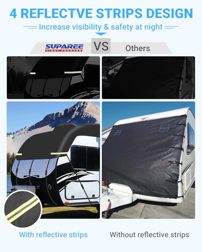 SUPAREE Wohnwagen Abdeckung Dach Wohnwagen Schutzhülle wasserdicht Wohnwagen Abdeckplane Schützt vor Staub, Feuchtigkeit und UV-Strahlung 210D Oxford Gewebe mit Reflektorstreifen (6,5 x 3m)