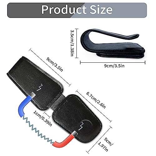 Image of TILDOSAC Magnetic Sunglass Holder for Car Visor,Leather Glasses Holder,Vehicle Accessories Sunglasses Visor Clip for Truck 2 Pack (Black Pink)