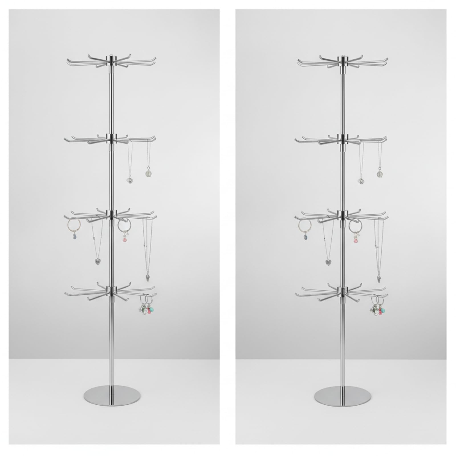 Portagioie Girevole con Ganci Elegante, Effetto Specchio, 1 Livello, Altezza Fissa di 80 Cm