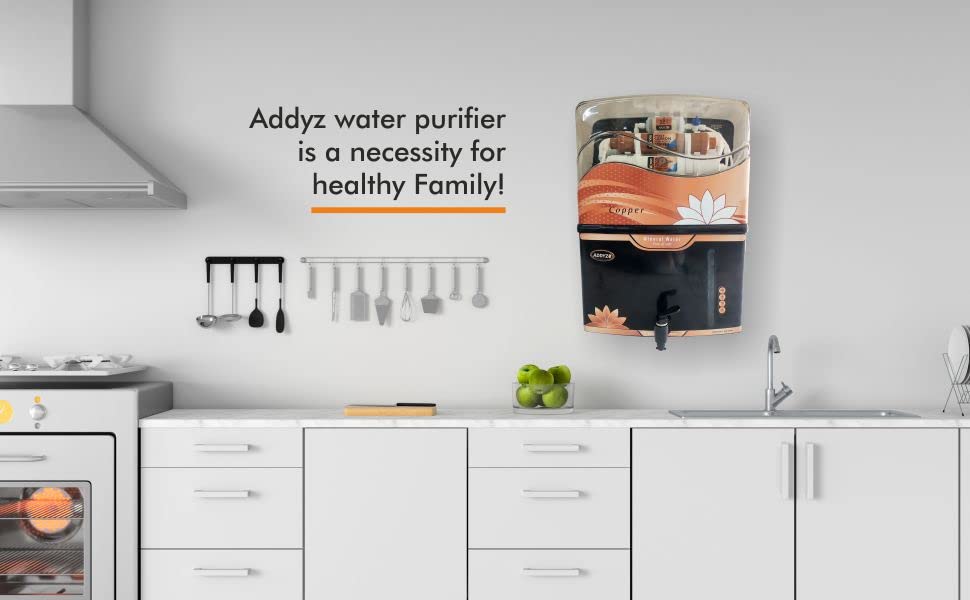 Image of Addyz Smart Water Purifier Copper + Mineral RO+ UV +TDS Controller with elegant design 12 Litres Storage with Goodness of Copper (Made in India)