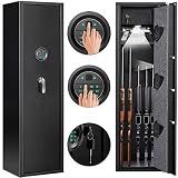 Biometic Gun Safe for Rifle, Fingerprint Gun Safe for Rifles and Shotguns, Quick Access 5-Gun Cabine