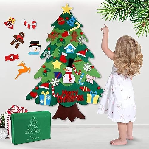 Felt Montessori Christmas Tree for Kids Toddlers with 21 Pcs Detachable Ornaments,Montessori Christmas Tree with Lights,Felt Christmas Tree for Kids Wall 5 51CfUucUNCL. AC