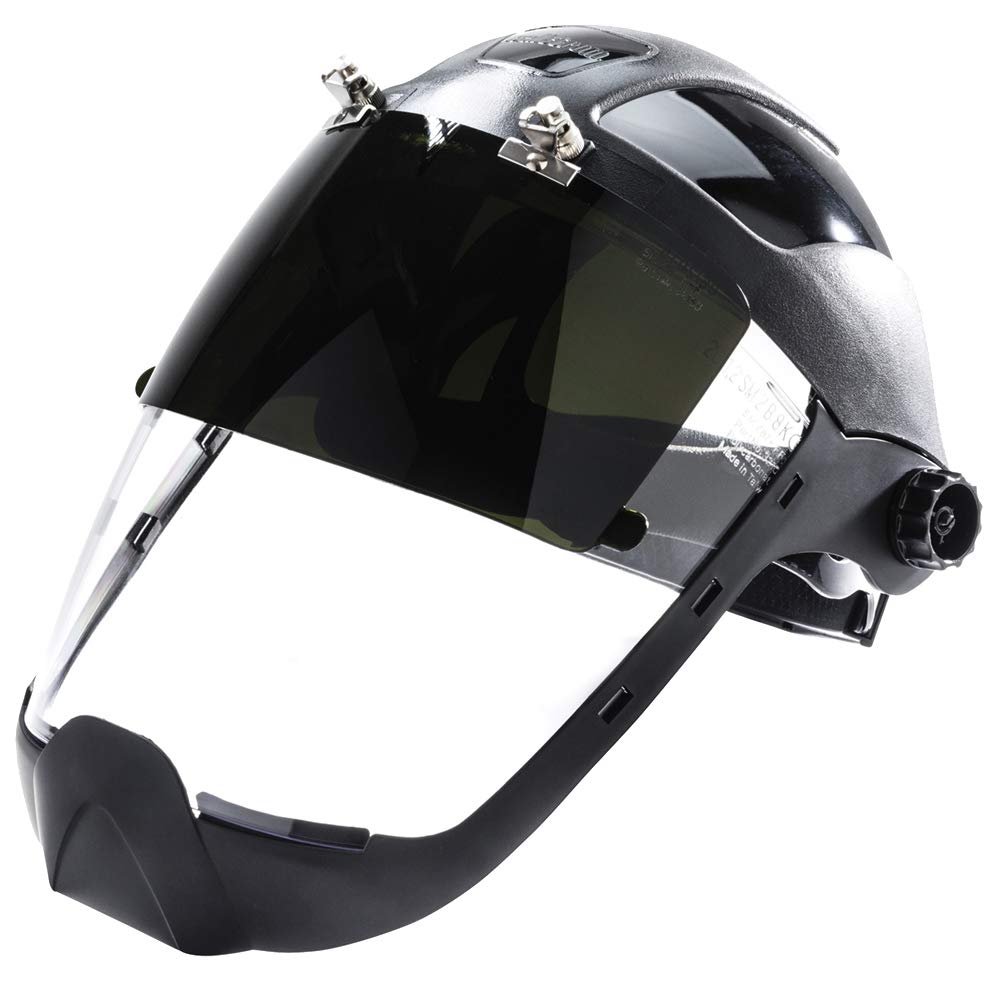 Blасk Frіdау Sаlе 2022 Sellstrom Plasma/Flame Cutting, Grinding Safety Face Shield with Extended Chin Guard and Ratchet Headgear, Clear Anti-Fog Polycarbonate Window with Shade 8 UV/IR Flip Front Visor, Black, S32251