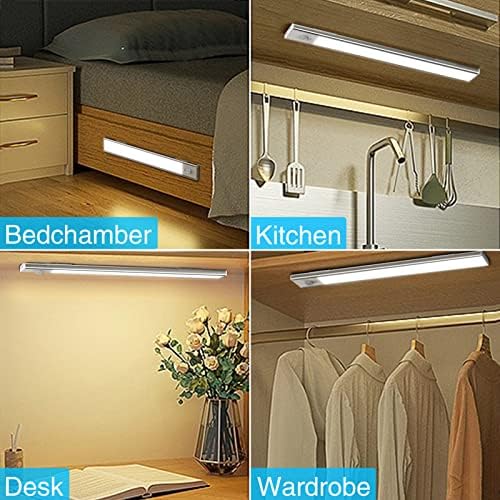 Mycket Under Cabinet Light 126 LED Motion Sensor Closet Lighting with Hand Wave Activated, 3 Color Modes(3000-6000K), 960LM Dimmable, Battery Operated, Rechargeable LED Light Bar for Closet, Cabinet
