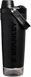 Stanley Garrafa Shaker Activate 591 ml | Copo Shaker de Aço Inoxidável com Isolamento à Prova de Vazamentos | Armazenamento na Base e Tampa de Fluxo Rápido | Shakes de Proteína | Black