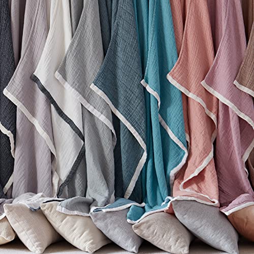 Se Softexly Cotton Blanket, Soft Lightweight Breathable Throw Blanket For Couch Bed Sofa, 4-Layer Woven Thermal Gauze 100% Cotton Muslin Throw Blankets For Adults All Season(Purple, 51"X59") #TOP1