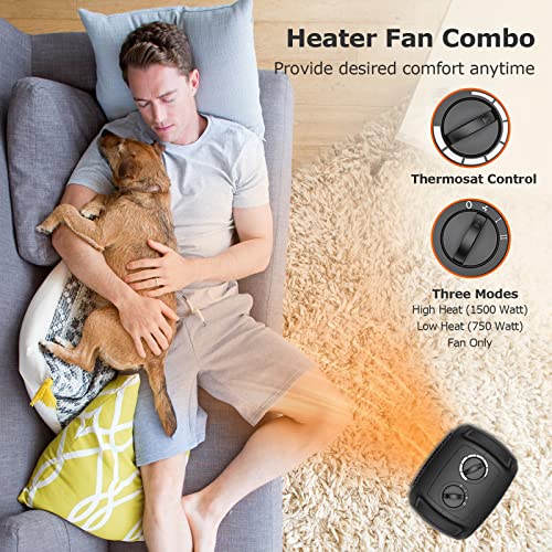 Space Heaters for Indoor Use, 1500W Portable Electric Heater with Adjustable Thermostat, Small Room Space Heater Fan for Office, Desk, Bedroom, PTC Ceramic Fast Heating, Tip Over, Overheat Protection - Thumbnail 4