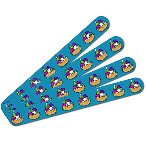 Cat In Yarn Basket Double-Sided Nail File Emery Board Set 4 Pack