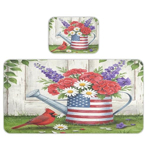 Takiito Watering Can with Us Flag Baby Cooling Mattress Pad, Soft & Breathable Cooling Mat Keep Baby Cool in Summer 28x52 in, Nursery Essential