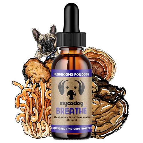 Image of MycoDog Breathe Dog Allergy Relief Drops 2 fl. oz.: Mushroom Extracts & Ashwagandha Tincture | Respiratory Support Itch Relief for Dogs | Chaga & Reishi Mushroom Blend