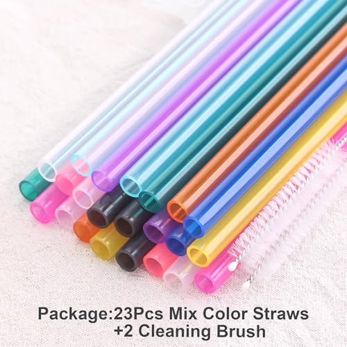 Dakoufish 23 Pcs Replacement Straws For Stanley 40oz 30oz Tumblers,Reusable Plastic Straws With 2 Cleaning Brush For Owala/Simple/Modern Cups,Dishwasher safe (12inch,mix color) by Dakoufish - Image 7