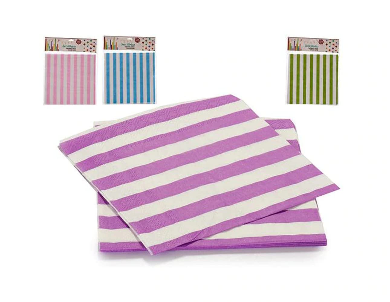 Opakowanie 10 papierowych serwetek z paskami.Wymiary 18 x 1,5 x 21,5 CM .Kolor zostanie wysłany losowo w zależności od dostępności