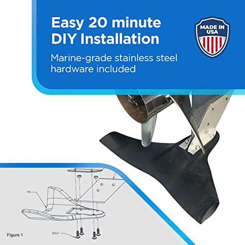 Hydro-Shield R-45 Hydrofoil Boat Stabilizer For 8-100 Hp Motors - Skeg-Mounted Thermoplastic Shield With Stainless Steel Mounting Brackets - Standard Size Fin For Boats Under 18 Feet #TOP4