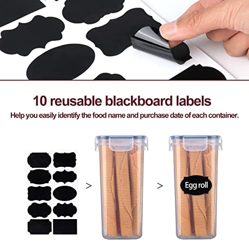 Kinsinder Airtight Food Storage Container with Labels, Cereal & Dry Food Storage Containers Ideal for Cereal, Flour, Sugar, Nuts, Pasta