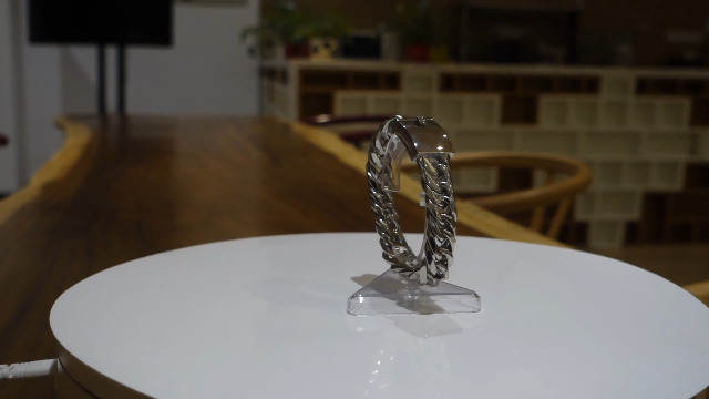 Pulsera eslabón cubano Miami 16mm acero inoxidable blanco miniatura 7