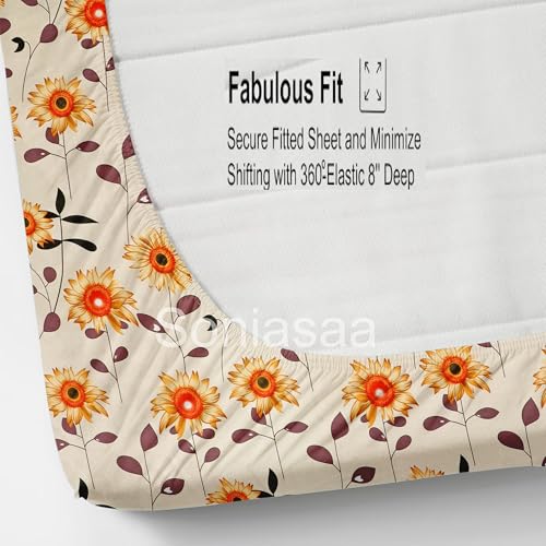 Image of 300 TC Glace-Cotton All Around Elastic Fitted Bedsheet, Elastic Fitted Bedsheet Single Size Bedsheet for Single Bed with 1 Pillow Cover, Size - 72 x 36 x 8 Inch Color