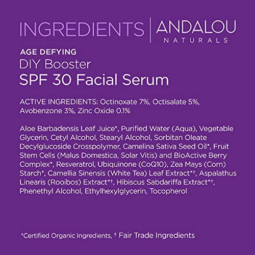 Andalou Naturals Diy Booster Spf 30 Facial Serum Unscented, Anti Aging Face Sunscreen With Broad Spectrum Protection, Moisturizing For Dry To Very Dry Skin, 2 Fl Oz #TOP5