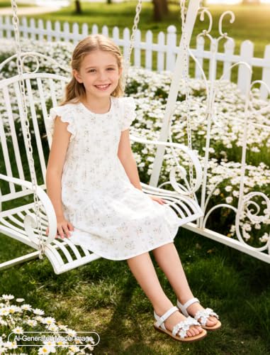 Image of PHIRAMIN Toddler Girl Sandals - Flower Girl Dress Shoes Open Toe Little Kid Wedding Party