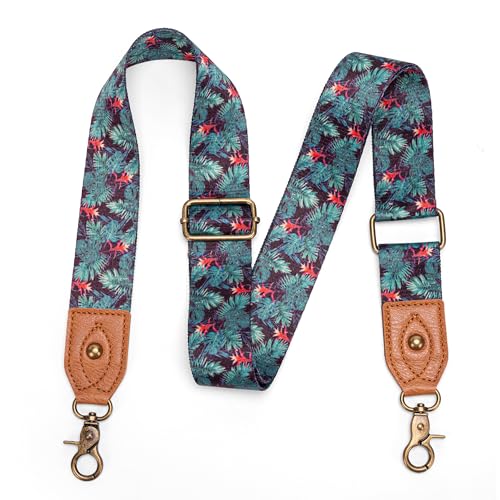 Correa de hombro ajustable y ancha con diseño floral para bolsos bandolera