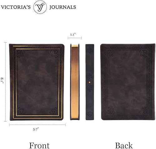 Miniatura 2 de Victoria's Journals Cuaderno con forro de cuero sintético y tapa dura, diario de viaje con diseño vintage de aspecto antiguo, tamaño A5, 5.7 x 8.1
