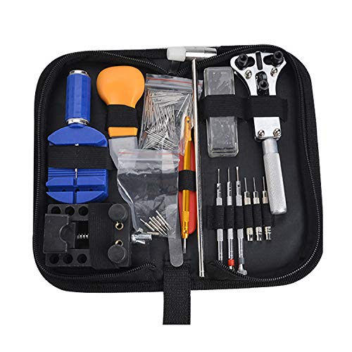 BALLSHOP 147 TLG Uhrenwerkzeug Uhrmacherwerkzeug Set Uhrenwerkzeugset Profi Batteriewechsel Stiftausdrücker Gehäuseöffner Armband Wechseln Lupe Reparatur Quarz Mechanische Uhrarmband Cover