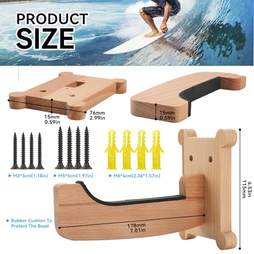 image for Wifsakong Surfboard Wall Mount Rack – Beech Wood Surf Board Wall Han