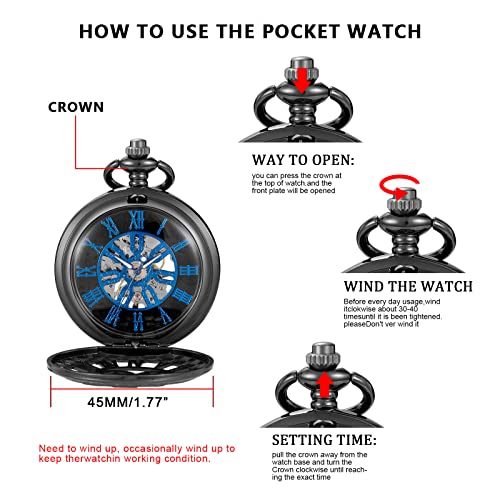 Reloj de bolsillo mecánico retro de cuerda manual sin baterías 6