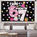 Heyfary I was 6 Now I'm 7 Year Old Birthday Photo Booth Backdrop Funny Girls Pink Coquette Bow Six Seven Party Decoration Background Banner Wall Decor (Coquette, 3.6×5.9ft)