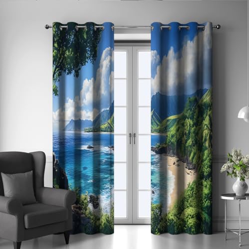 Rideaux à thème de plage tropicale occultants et isolants 2x B107xH138cm - 2
