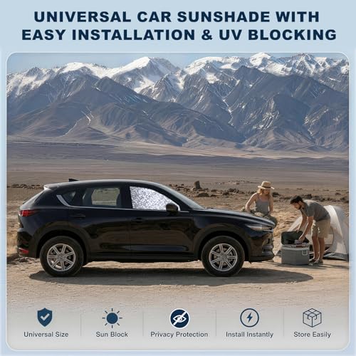 Image of ZATOOTO Front Side Window Sun Shade - 2 Pack Car Window Covers 99% UV Light Block Car Curtains Magnetic Side Window Sun Shade Keeps Cooler for Breastfeeding, Taking a nap, Changing Clothes, Camping