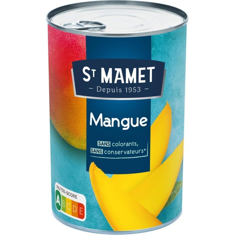 St Mamet - Mangues en tranches 425g - Épicerie sucrée - Fruits au sirop savoureux pour desserts et compotes - Lot De 4