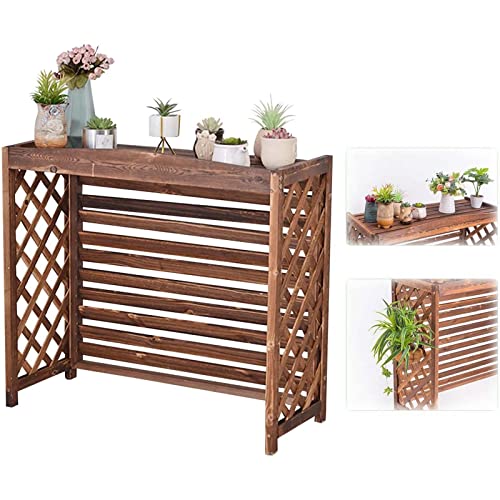 Wetterfester Klimaanlagen-Zaun für den Außenbereich, Klimaanlagen-Zaun für Außengeräte, Klimaanlagenregal aus massivem Holz, brauner Blumenständer für Klimaanlagen, korrosionsbeständiger Pflan