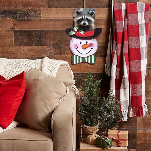 Petit visage de raton laveur en bois à offrir pour une déco de Noël - 8