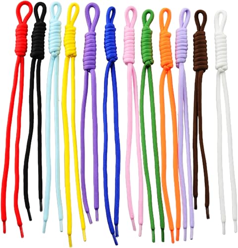 KJML DIY Paracord Keychain 12pcs Colorful Paracord Rope Keychain Bag Charm Braided Cord Rope Bag Charm for Purse Handmade Key Chain Backpack Handbag Decoration