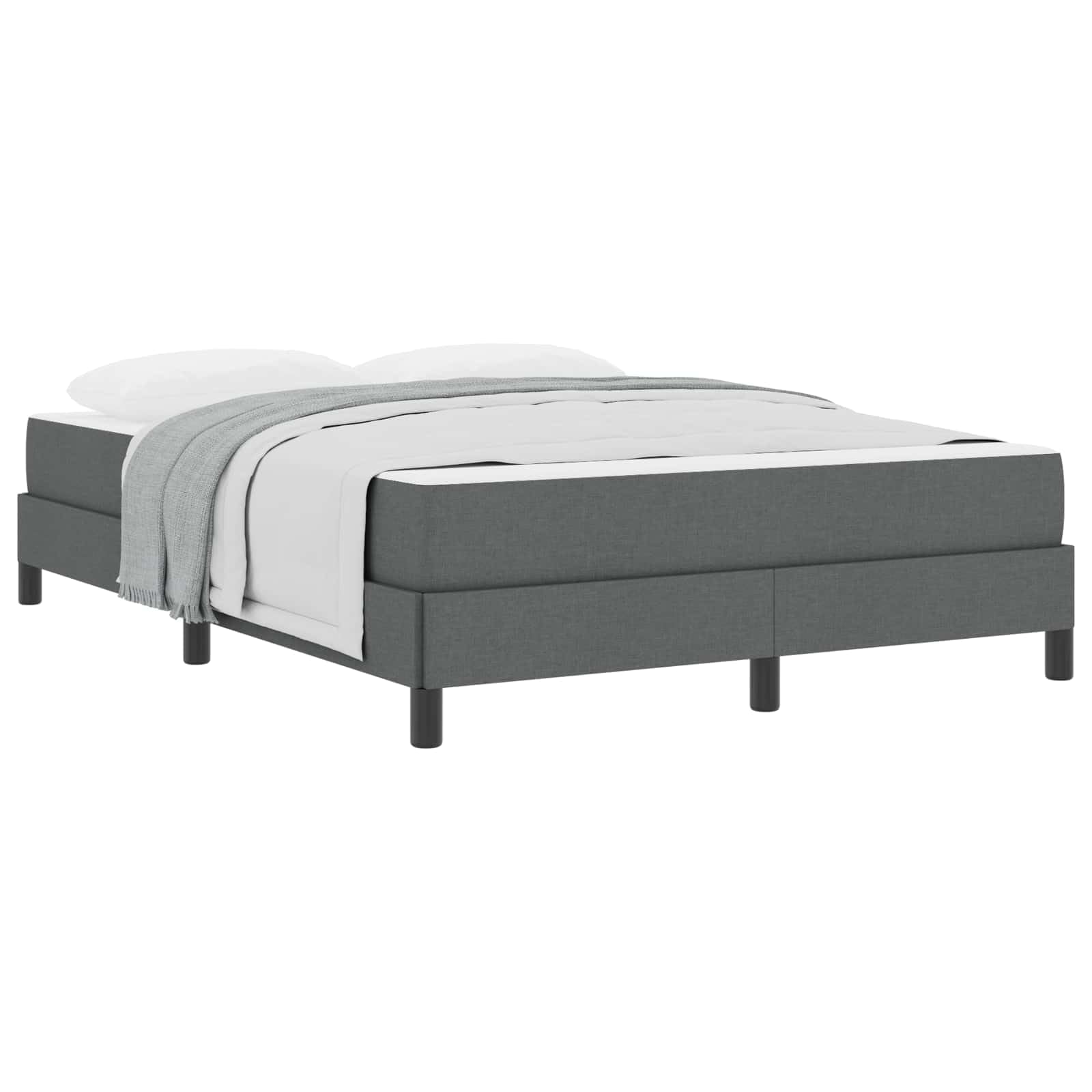 vidaXL Boxspringbett mit Matratze Dunkelgrau 140 x 200 cm Stoff, Moderner Bettgestell, rechteckige Schlafbasis, Stabiler Boxspring, Coole Optik, Holz, gemütliche Plattform
