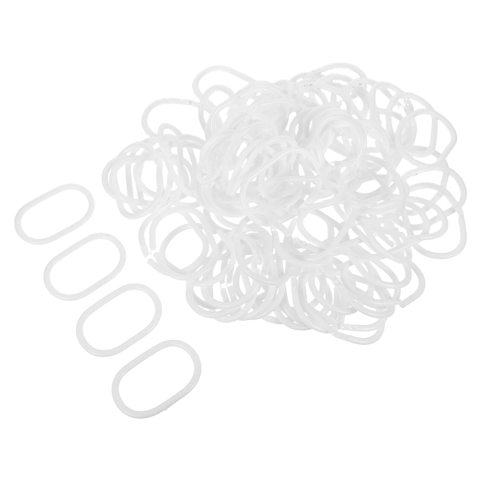 Ganchos para cortina de ducha de plástico ovalados para barra de baño decorativa