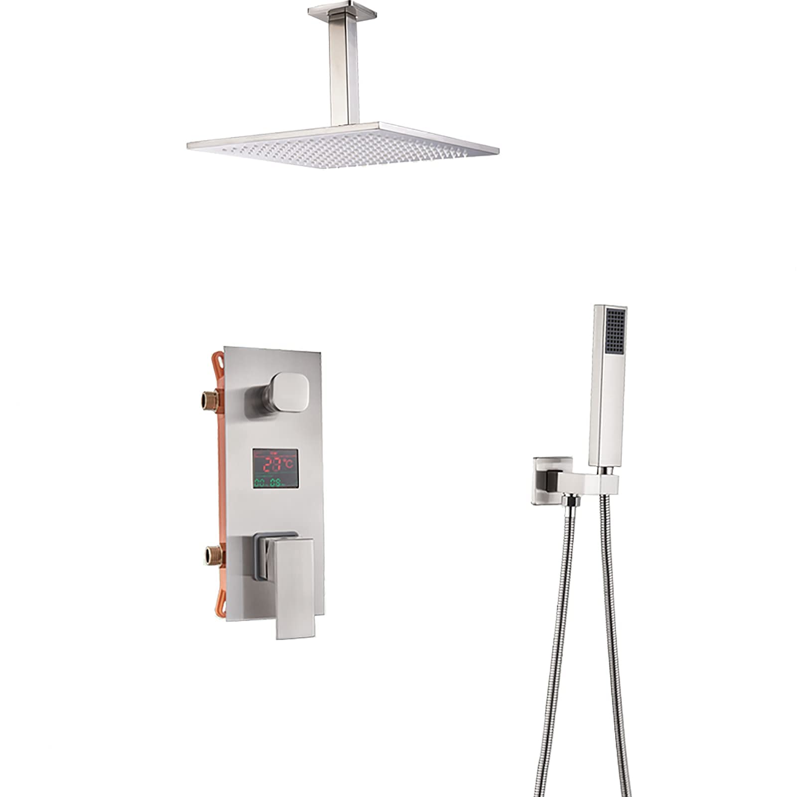 Douche encastrée connectée à affichage de température et double jet