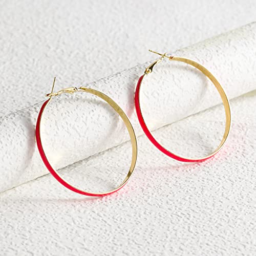 Bohemian Geometric Circle Hoop Earring Multicolor Enamel Pink Earrings For Women Girls Exaggerated Statement Jewelry #TOP2