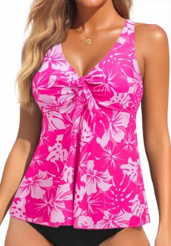Image of Women's Flowy Tankini Top Modest Loose Fit Bathing Suit Swim Top Only
