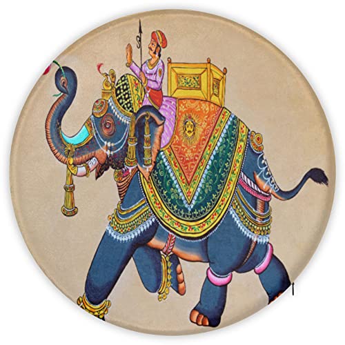 Chair Pads Retro Ethnic Rainbow Elephant Round Chair Cushions, Fabric Chair Pillow, Comfort Softness Seat Cushion For Dining Chair, Thicken Chair Padding For Refurbishment Diameter 14.5In #TOP4