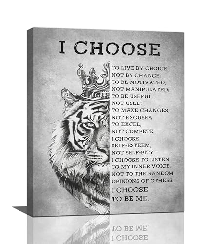 Tiger Wall Art Motivational Quotes Pictures Wall Decor Black and White Canvas Prints Framed Artwork Home Office Decorations for Bathroom Living Room Bedroom Dinning Room 16"x20"