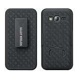 Samsung Galaxy Sky, Galaxy Sol, Galaxy Amp Prime, Galaxy Express Prime, Galaxy J3/J3v/J36v Swivel Slim Belt Clip Holster Protective Case, Galaxy Wireless Swivel Belt Clip [Kickstand] - Black