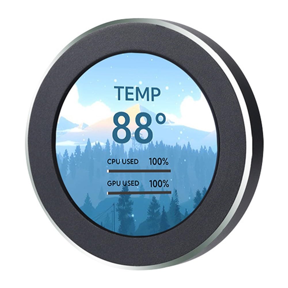 Schermo secondario IPS raffreddato ad acqua da 2,1 pollici, display LCD rotondo 480x480 per CPU GPU in tempo reale per monitoraggio RAM, accessorio PC compatto
