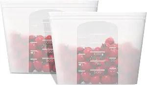 Winrock Reusable Silicone Food Storage Bags, 2 Large 51oz (1500ml)