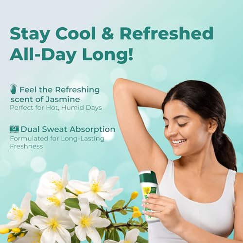 Image of Itchstop Prickly Heat Powder | Fast Cooling Relief from Prickly Heat, Rashes, Itching, Sunburn, Sweat, Excess Moisture, Body Odor, Skin Burning & Irritation | Keeps Skin Fresh, Dry & Free from Bacteria All Day | Fine-Textured Talc for All Ages - Adults & Kids | 150g (Floral Jasmine (Pack of 3))