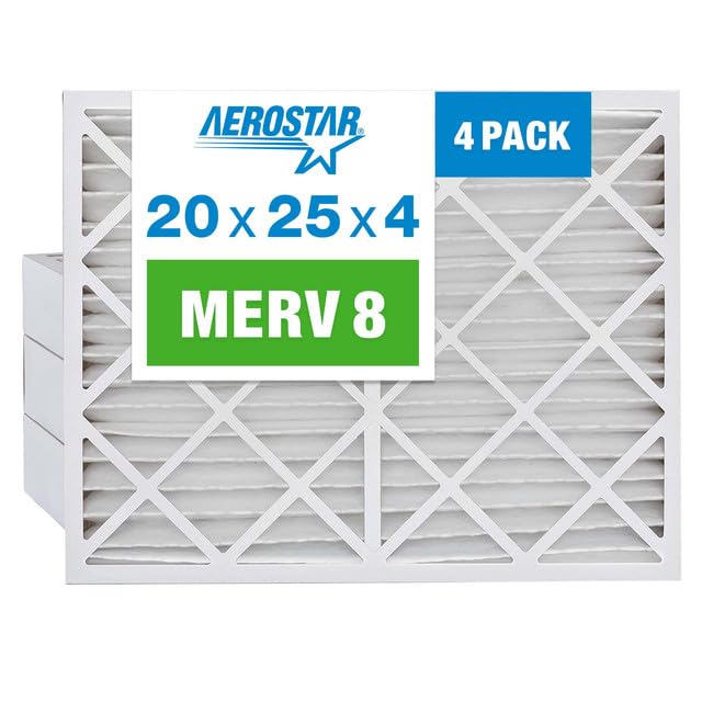 Aerostar 20x25x4 MERV 8 Pleated Air Filter, AC Furnace Air Filter
